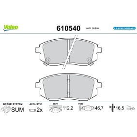 Compre Pastilhas de travão da VALEO 610540 a um preço baixo por 46,14 €