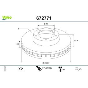 Bremsscheibe 672771 von VALEO günstig für 55,14 € online kaufen