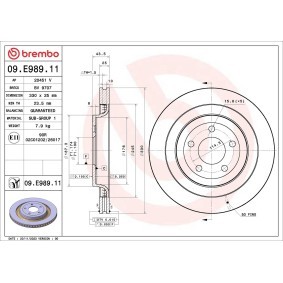 Bremsscheibe 09.E989.11 von BREMBO günstig für 144,31 € online kaufen