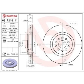 Achetez des Disque de frein BREMBO 09.F216.11 à prix pour 168,86 €