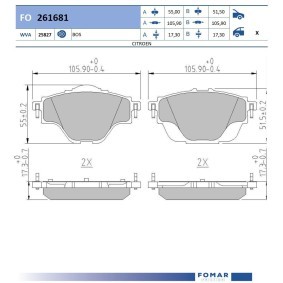 Kjøp Bremseklosser av FOMAR Friction FO 261681 til den lave prisen 336,14 NOK