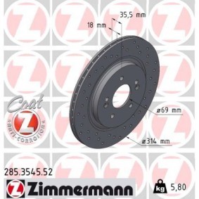 Bremsscheibe 285.3545.52 von ZIMMERMANN günstig für 80,13 € online kaufen