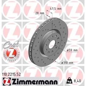 Bremsscheibe 110.2215.52 von ZIMMERMANN günstig für 108,54 € online kaufen