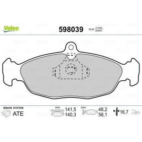 Köp Bromsbelägg av VALEO 598039 till det låga priset 314,34 kr