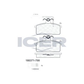 Achetez des Plaquettes de frein ICER 180371-700 à prix pour 22,49 €