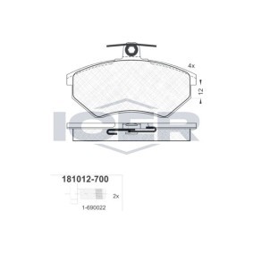 Achetez des Plaquettes de frein ICER 181012-700 à prix pour 14,08 €