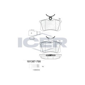 Achetez des Plaquettes de frein ICER 181387-700 à prix pour 14,96 €