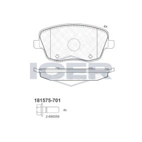Achetez des Plaquettes de frein ICER 181575-701 à prix pour 36,60 €