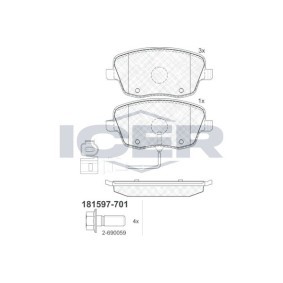 Achetez des Plaquettes de frein ICER 181597-701 à prix pour 41,72 €
