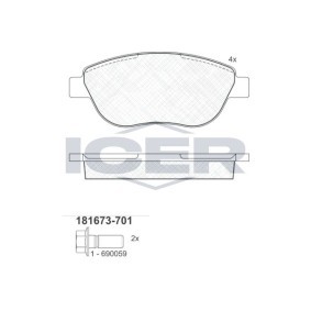 Achetez des Plaquettes de frein ICER 181673-701 à prix pour 25,72 €