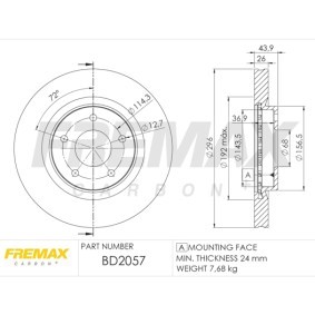 Bremsscheibe BD-2057 von FREMAX günstig für 104,80 € online kaufen