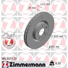 Achetez des Disque de frein ZIMMERMANN 180.3017.20 à prix pour 62,93 €
