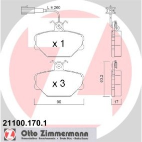 Achetez des Plaquettes de frein ZIMMERMANN 21100.170.1 à prix pour 101,71 €