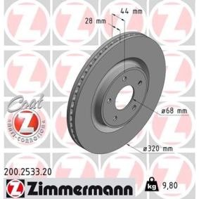 Bremsscheibe 200.2533.20 von ZIMMERMANN günstig für 76,45 € online kaufen