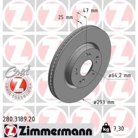 Bremsscheibe 280.3189.20 von ZIMMERMANN günstig für 68,75 € online kaufen