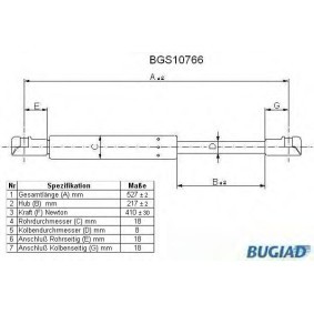 Acquista Ammortizatore pneumatico, Cofano bagagli / vano carico da BUGIAD BGS10766 a buon mercato per soli 24,85 €