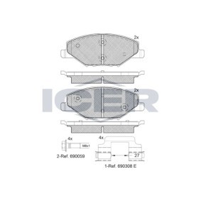 Achetez des Plaquettes de frein ICER 182110 à prix pour 18,00 €