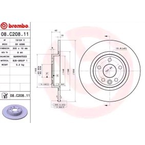 Compre Disco de travão da BREMBO 08.C208.11 a um preço baixo por 43,70 €
