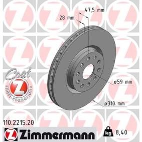 Bremsscheibe 110.2215.20 von ZIMMERMANN günstig für 187,19 € online kaufen