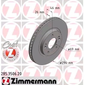 Bremsscheibe 285.3506.20 von ZIMMERMANN günstig für 55,12 € online kaufen