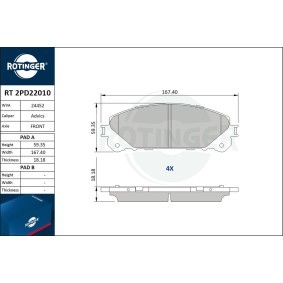 Achetez des Plaquettes de frein ROTINGER RT 2PD22010 à prix pour 55,04 €