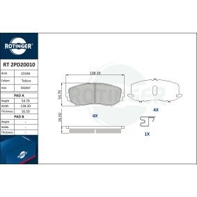 Achetez des Plaquettes de frein ROTINGER RT 2PD20010 à prix pour 46,46 €