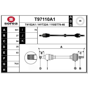 Antriebswelle T97110A1 von EAI günstig für 118,97 € online kaufen
