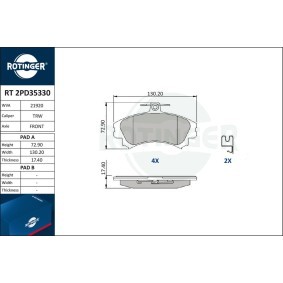Achetez des Plaquettes de frein ROTINGER RT 2PD35330 à prix pour 48,89 €