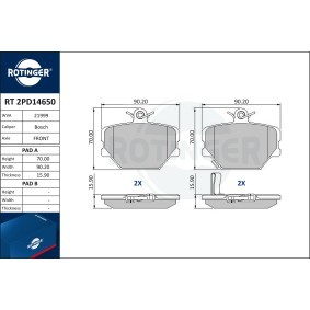 Achetez des Plaquettes de frein ROTINGER RT 2PD14650 à prix pour 39,54 €
