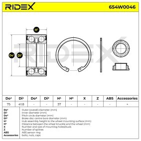 Comprar Juego de cojinete de rueda de RIDEX 654W0046 a bajo precio de 14,61 €