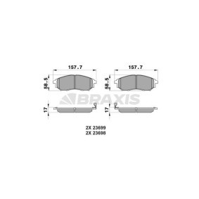 Compre Pastilhas de travão da BRAXIS AB0104 a um preço baixo por 23,71 €