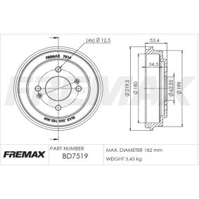 Compre Tambor de travão da FREMAX BD-7519 a um preço baixo por 45,84 €