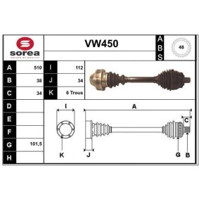 Acquista Semiasse da SERA VW450 a buon mercato per soli 159,64 €