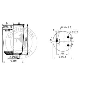 Comprar Fuelle, suspensión neumática de CONTITECH AIR SPRING 836 M a bajo precio de 142,26 €