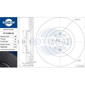 Achetez des Disque de frein ROTINGER RT 21282-GL à prix pour 100,79 €