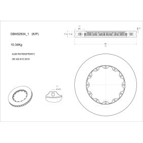 Achetez des Disque de freins de haute performance DBA Australia DBA52834SLVS à prix pour 566,85 €
