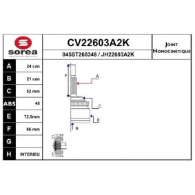 Gelenksatz, Antriebswelle CV22603A2K von EAI günstig für 53,81 € online kaufen