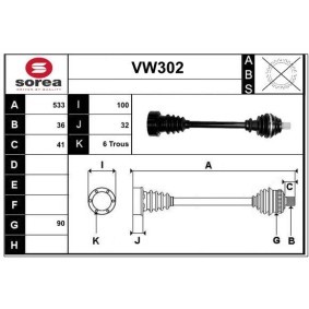 Acquista Semiasse da SERA VW302 a buon mercato per soli 237,53 €