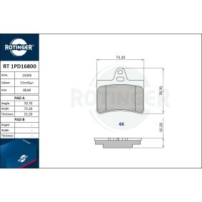 Bremsbeläge RT 1PD16800 von ROTINGER günstig für 24,33 € online kaufen