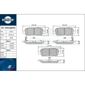 Achetez des Plaquettes de frein ROTINGER RT 1PD18070 à prix pour 25,18 €