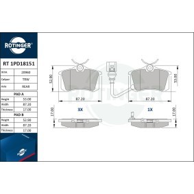 Achetez des Plaquettes de frein ROTINGER RT 1PD18151 à prix pour 37,29 €