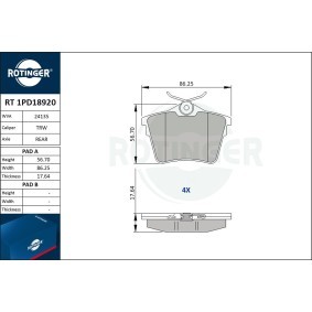 Bremsbeläge RT 1PD18920 von ROTINGER günstig für 36,55 € online kaufen