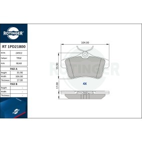 Bremsbeläge RT 1PD21800 von ROTINGER günstig für 38,73 € online kaufen