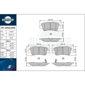 Achetez des Plaquettes de frein ROTINGER RT 1PD21950 à prix pour 30,69 €