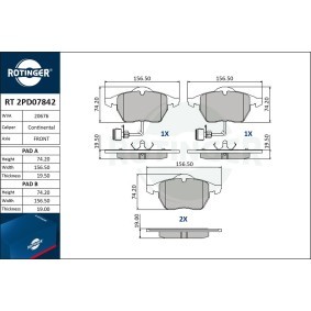 Achetez des Plaquettes de frein ROTINGER RT 2PD07842 à prix pour 41,58 €