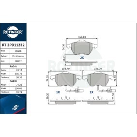Achetez des Plaquettes de frein ROTINGER RT 2PD11232 à prix pour 48,49 €