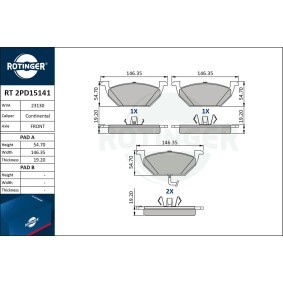 Achetez des Plaquettes de frein ROTINGER RT 2PD15141 à prix pour 34,87 €