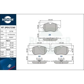 Achetez des Plaquettes de frein ROTINGER RT 2PD17230 à prix pour 48,87 €