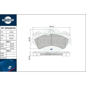 Achetez des Plaquettes de frein ROTINGER RT 2PD20570 à prix pour 75,67 €