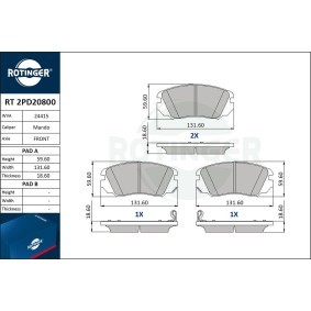 Achetez des Plaquettes de frein ROTINGER RT 2PD20800 à prix pour 41,40 €